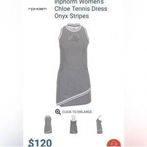 Inphorm Women’s Chloe Tennis Dress Pickelball Onyx Stripes Athletic Size Small